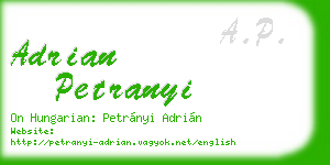 adrian petranyi business card